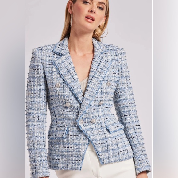 Generation Love Jackets & Blazers - GENERATION LOVE Eliza Women's Blue Tweed Double-Breasted Jacket
